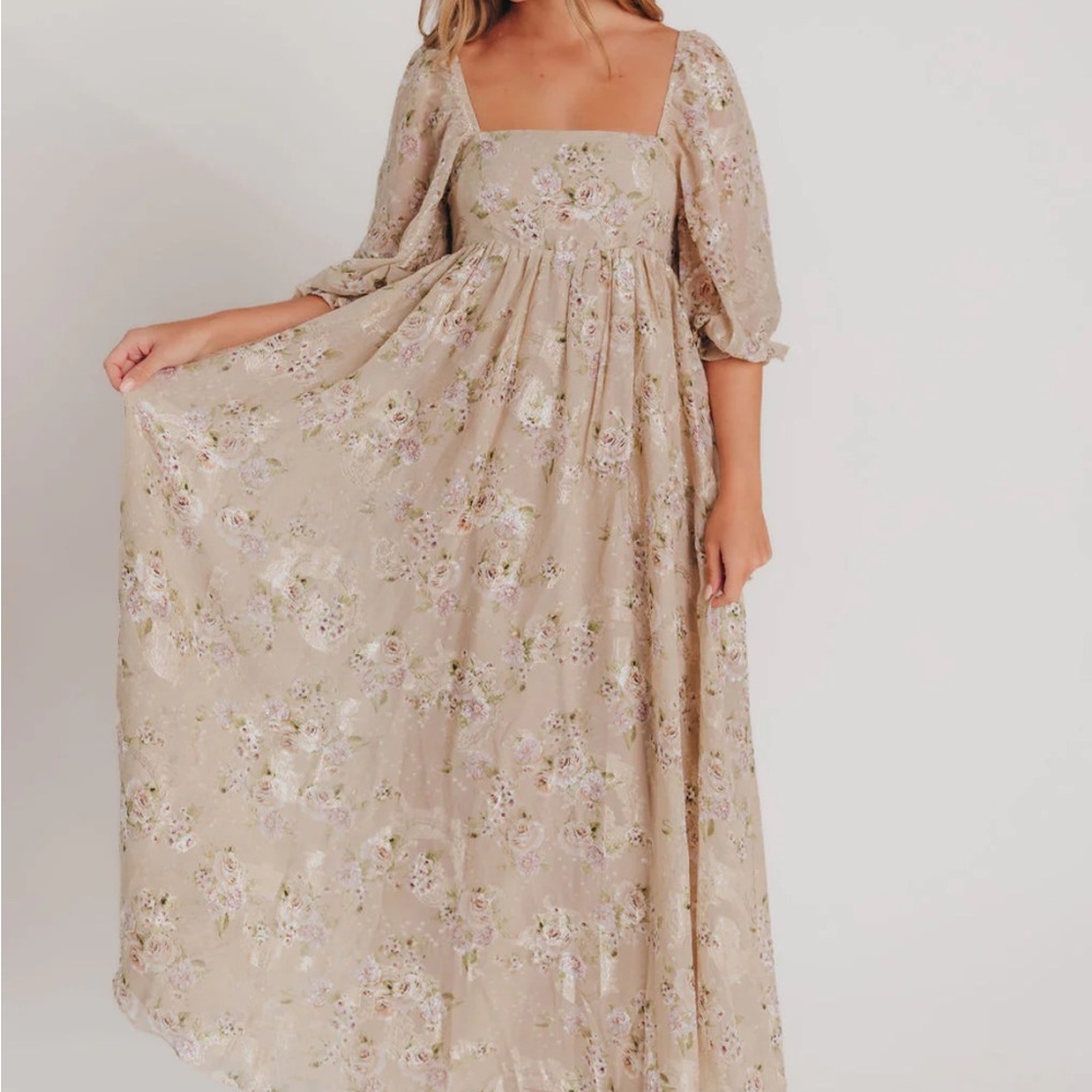 Floral Beige Maxi Dress - Worth Collective